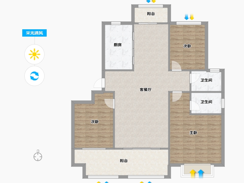 山东省-青岛市-天一镜台山-113.60-户型库-采光通风