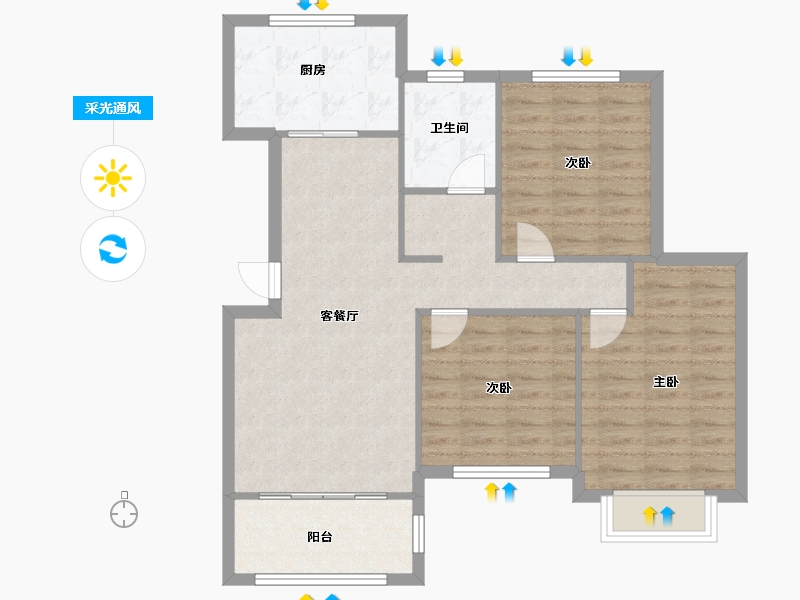 山东省-青岛市-天一镜台山-84.81-户型库-采光通风