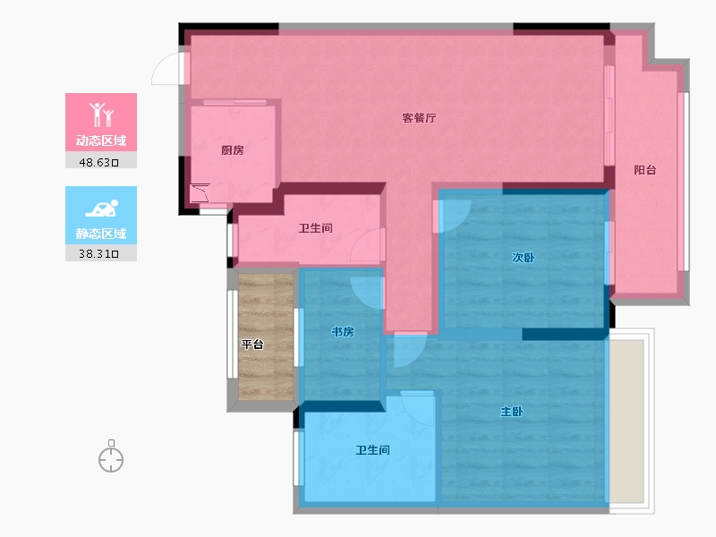 安徽省-马鞍山市-奥克斯姑溪玖和-80.00-户型库-动静分区