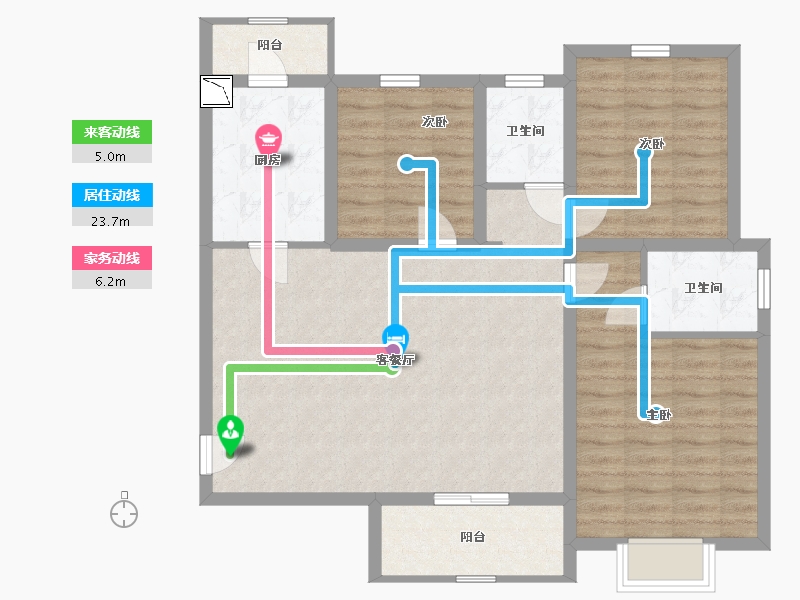 陕西省-西安市-龙腾万都汇-95.69-户型库-动静线