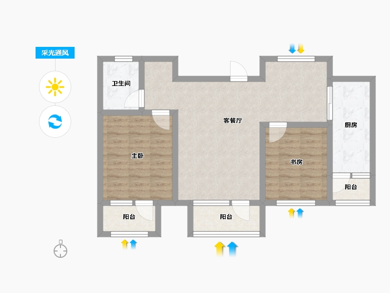 山东省-青岛市-碧水明珠-70.35-户型库-采光通风