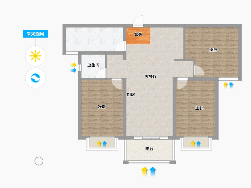 河南省-安阳市-邺南 尚书府-96.69-户型库-采光通风