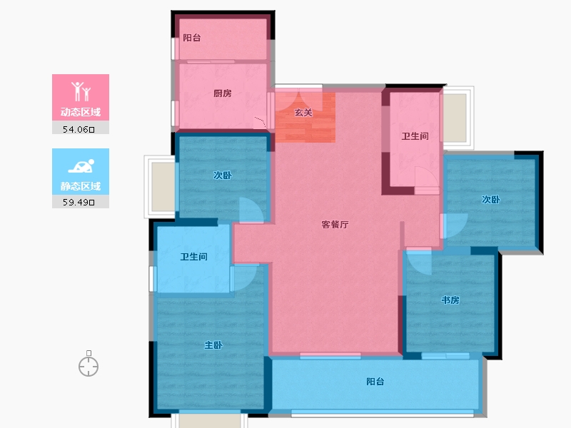 四川省-成都市-凤溪院子-100.90-户型库-动静分区