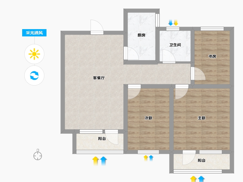 山东省-青岛市-碧水明珠-76.80-户型库-采光通风