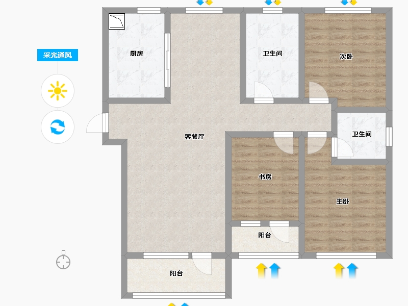 山东省-青岛市-碧水明珠-108.87-户型库-采光通风