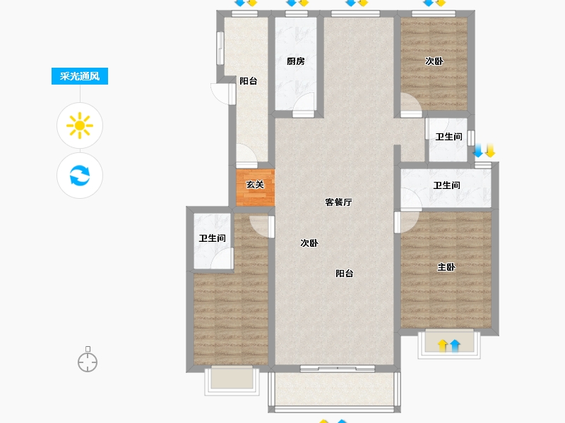 河南省-安阳市-润安 枫景台-115.40-户型库-采光通风