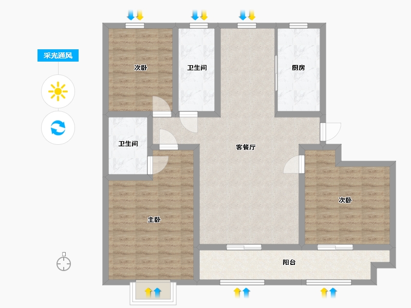 山东省-德州市-康悦公馆-104.17-户型库-采光通风