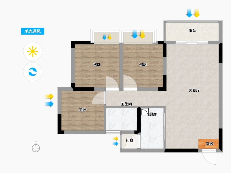 贵州省-贵阳市-贵州当代MOMΛ未来城-77.61-户型库-采光通风