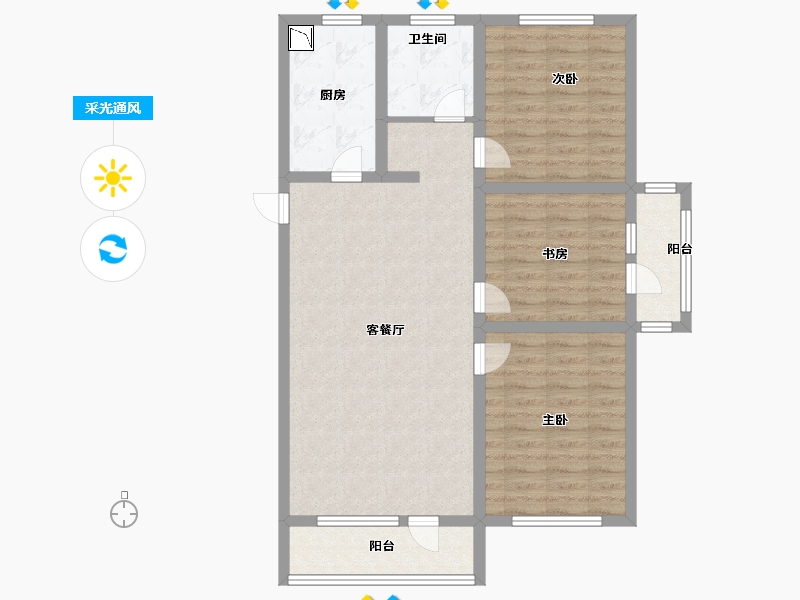 山东省-青岛市-碧水明珠-92.00-户型库-采光通风