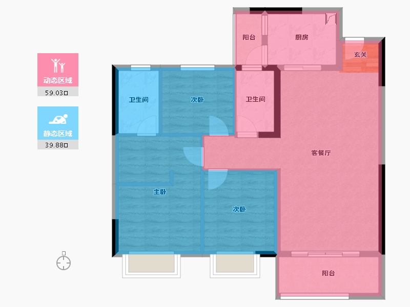 贵州省-贵阳市-贵州当代MOMΛ未来城-88.79-户型库-动静分区