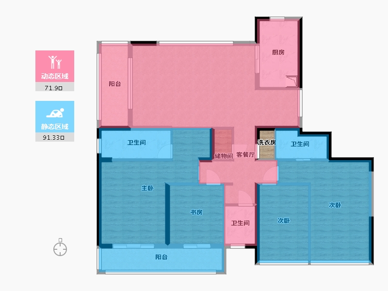 浙江省-温州市-阳光城招商檀境-148.80-户型库-动静分区