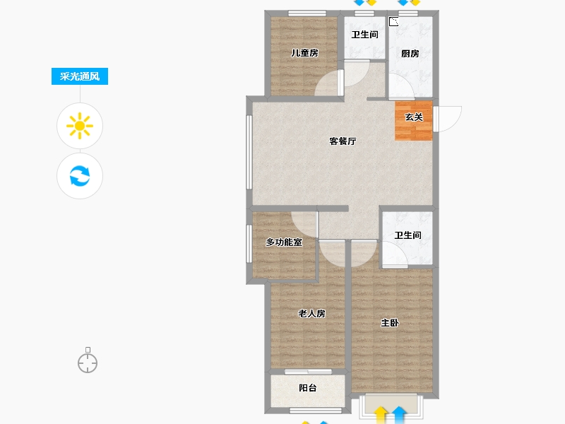 山西省-太原市-融创中心-104.33-户型库-采光通风