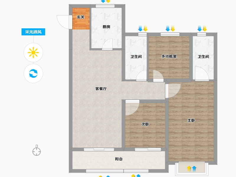 山西省-太原市-融创中心-102.55-户型库-采光通风