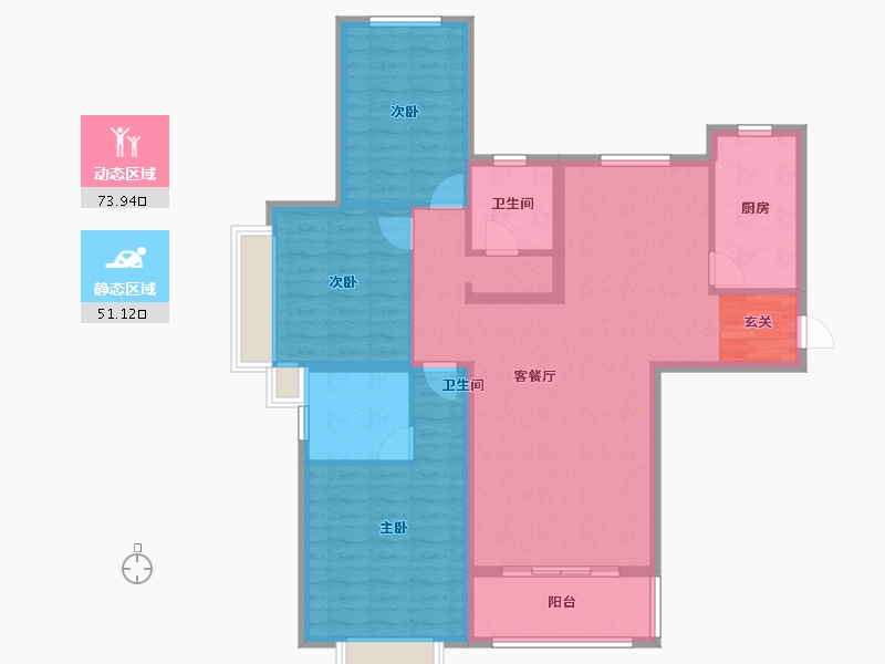 河南省-安阳市-邺南 尚书府-112.80-户型库-动静分区