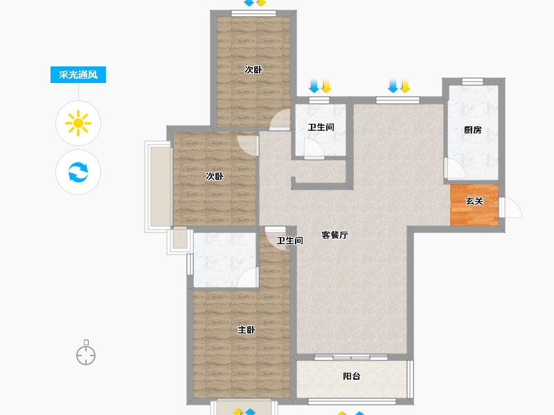 河南省-安阳市-邺南 尚书府-112.80-户型库-采光通风