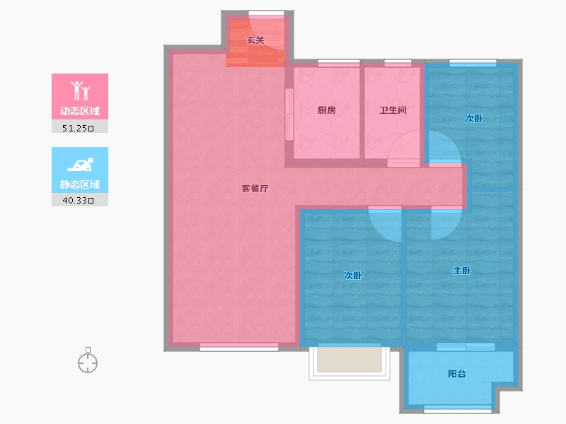 河南省-安阳市-邺南 尚书府-81.83-户型库-动静分区