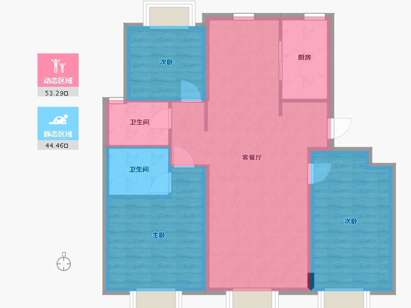 吉林省-长春市-中海盛世城-88.22-户型库-动静分区