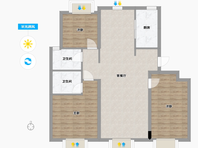 吉林省-长春市-中海盛世城-88.22-户型库-采光通风