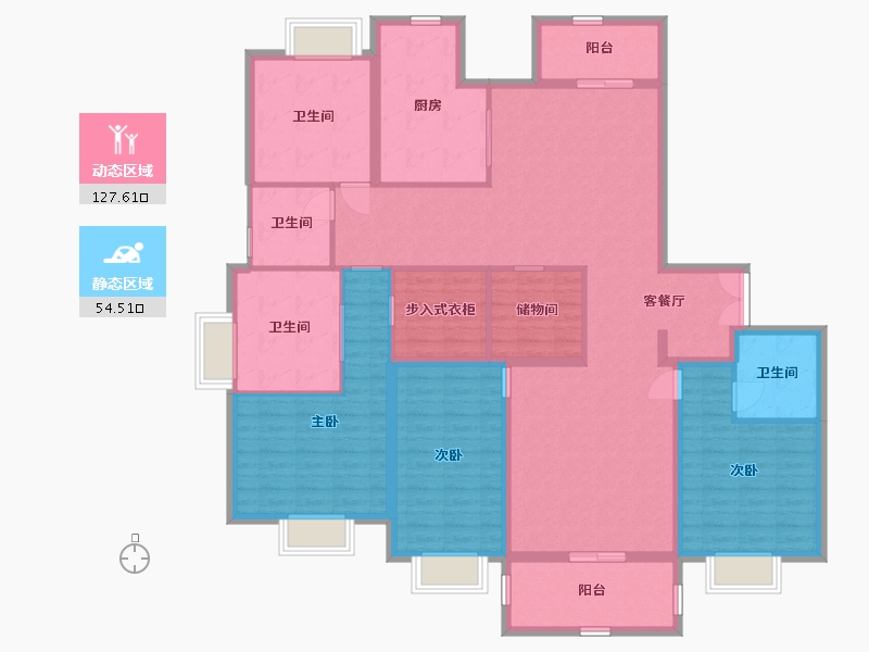 上海-上海市-瑞虹中粮海景壹号-164.51-户型库-动静分区