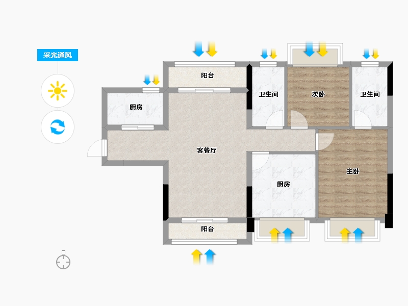 广东省-中山市-壹加壹・兴和隽园-80.38-户型库-采光通风