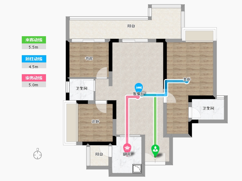 四川省-成都市-蓝光长岛国际社区-90.58-户型库-动静线