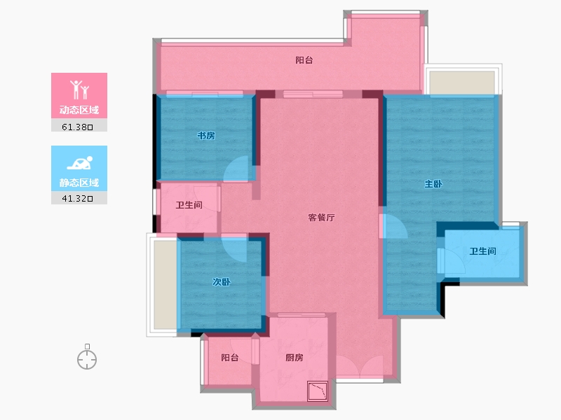 四川省-成都市-蓝光长岛国际社区-90.58-户型库-动静分区