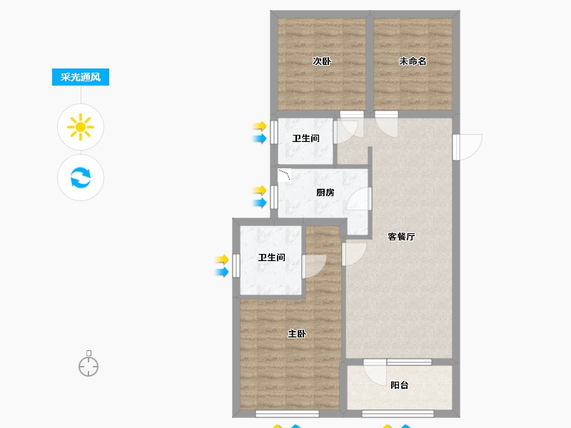 浙江省-杭州市-印象城-81.00-户型库-采光通风