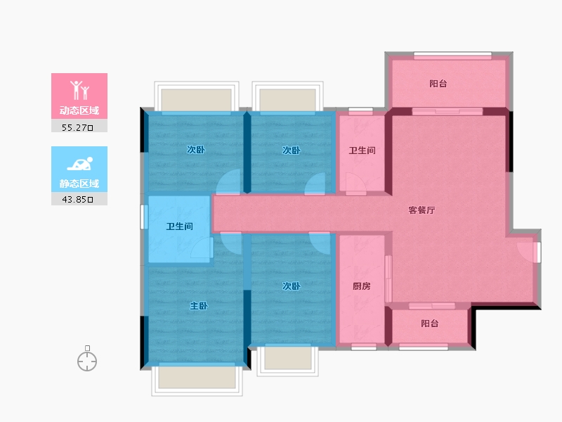 广东省-中山市-钰海美筑-87.78-户型库-动静分区