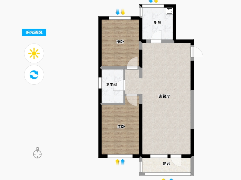 辽宁省-大连市-万科滨海大都会-72.00-户型库-采光通风