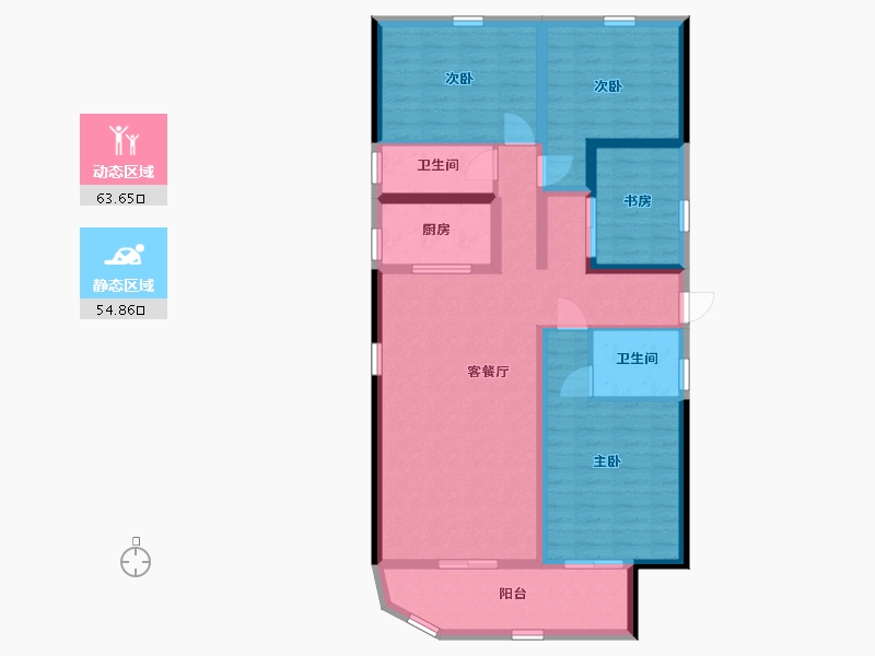 广西壮族自治区-玉林市-中鼎绿城中心-105.45-户型库-动静分区