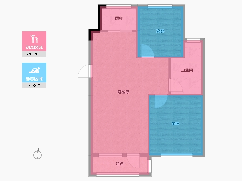 辽宁省-大连市-德泰柳岸新筑-57.41-户型库-动静分区