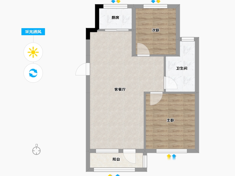 辽宁省-大连市-德泰柳岸新筑-57.41-户型库-采光通风