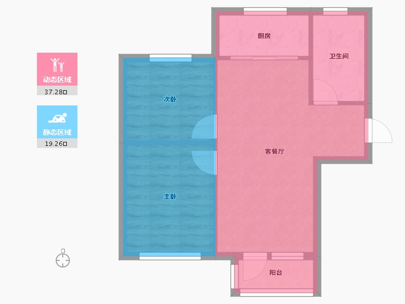 辽宁省-大连市-德泰柳岸新筑-50.88-户型库-动静分区