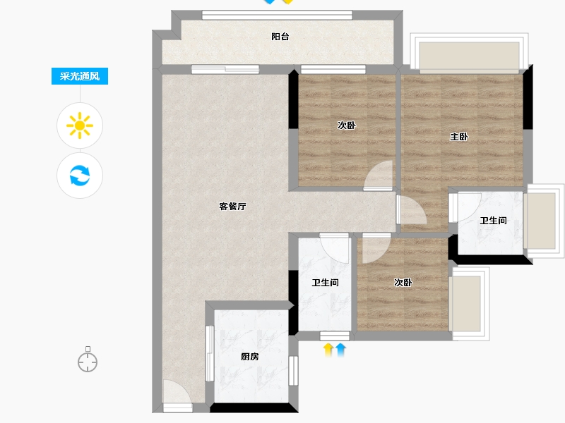 广东省-中山市-壹加壹・兴和隽园-71.79-户型库-采光通风