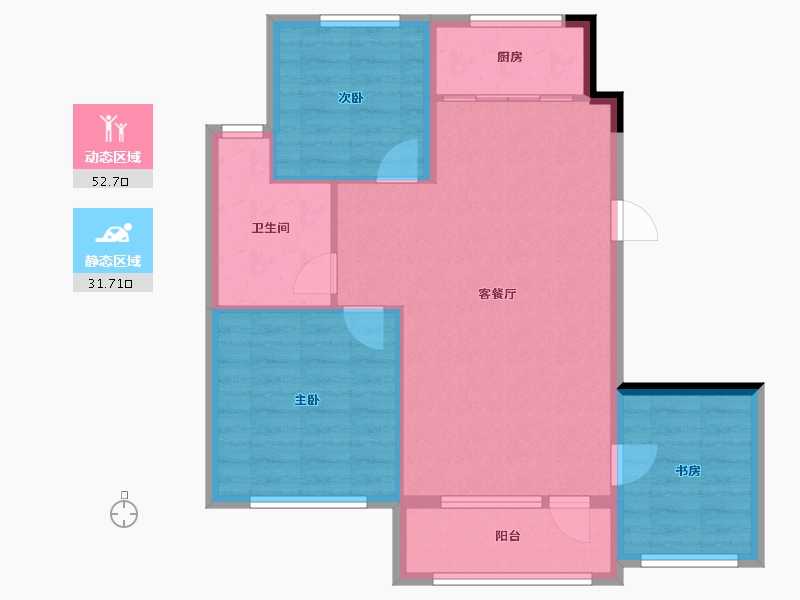 辽宁省-大连市-德泰柳岸新筑-76.22-户型库-动静分区