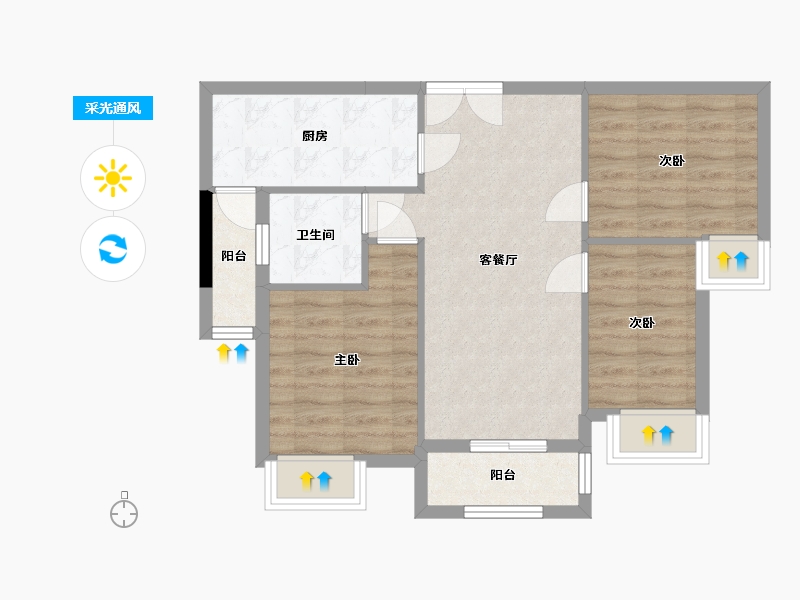 四川省-成都市-东韵花园-65.40-户型库-采光通风