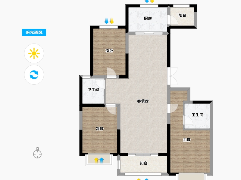 山西省-太原市-太铁龙兴苑-104.62-户型库-采光通风