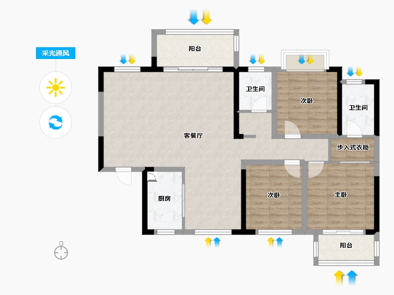 海南省-海口市-江东首府-105.00-户型库-采光通风