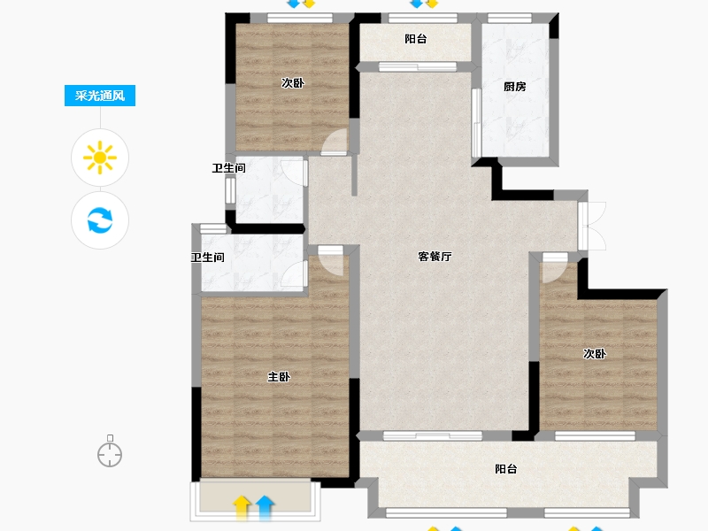 河南省-濮阳市-怡海丽廷-104.67-户型库-采光通风