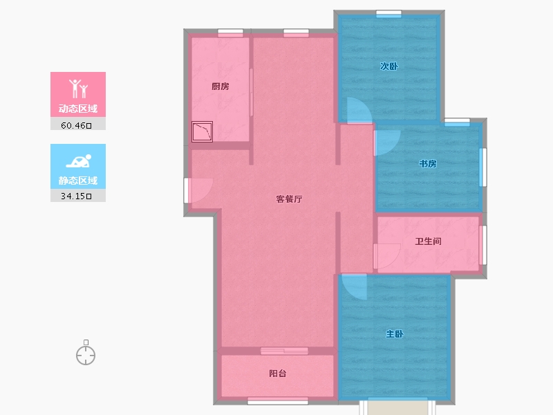 陕西省-西安市-海亮德文郡-84.51-户型库-动静分区