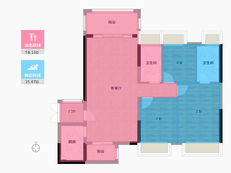 广东省-湛江市-清晖嘉园-84.02-户型库-动静分区