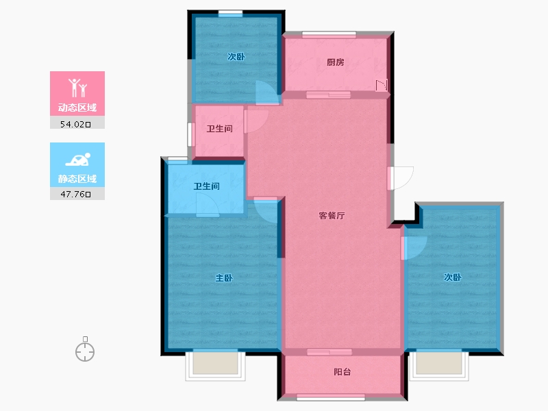 河北省-沧州市-保利花园-91.20-户型库-动静分区