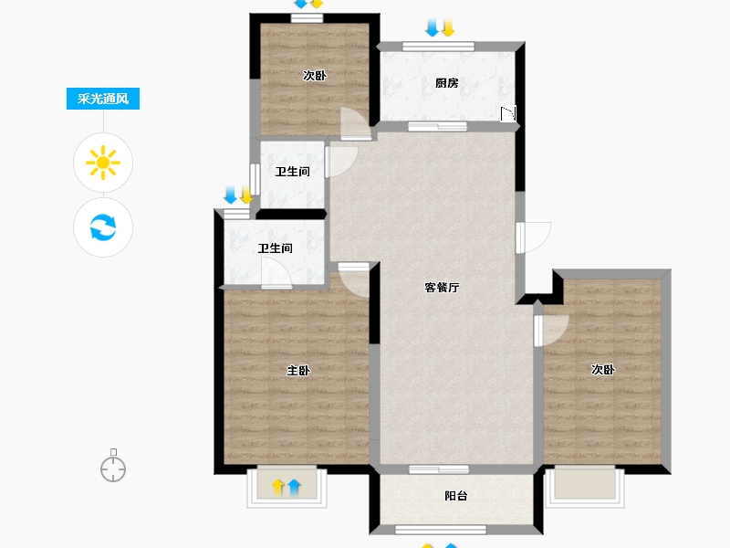 河北省-沧州市-保利花园-91.20-户型库-采光通风