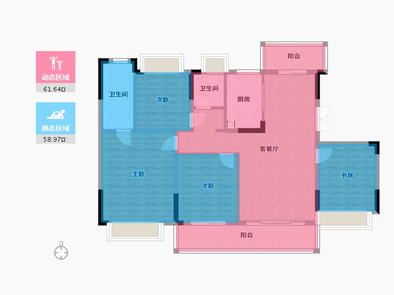 湖南省-长沙市-红星天铂-108.75-户型库-动静分区