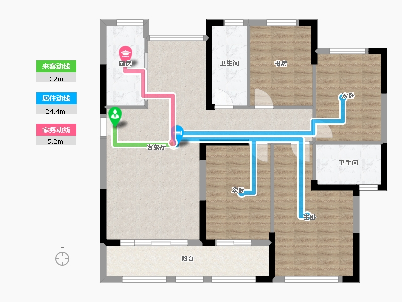 湖北省-咸宁市-海德公馆-108.58-户型库-动静线