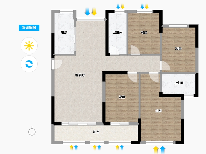 湖北省-咸宁市-海德公馆-108.58-户型库-采光通风