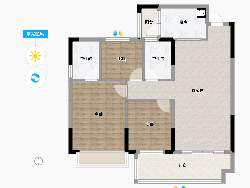 四川省-南充市-春风湖畔居-86.10-户型库-采光通风