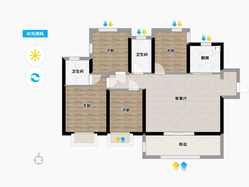 安徽省-合肥市-保利罗兰香谷-90.93-户型库-采光通风