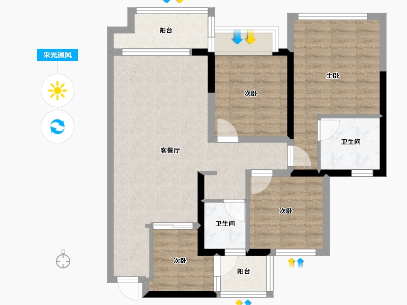 四川省-南充市-领地天屿-79.32-户型库-采光通风