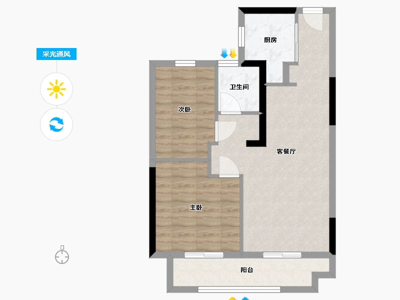 浙江省-嘉兴市-融信启杭-61.76-户型库-采光通风